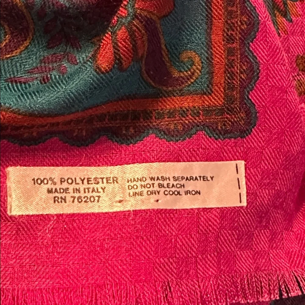 Vintage Designs by‎ Shirley Pink & Teal Paisley Very Very Large Polyester Shawl